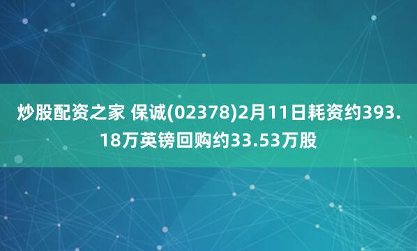 炒股配资之家 保诚(02378)2月11日耗资约393.18万英镑回购约33.53万股