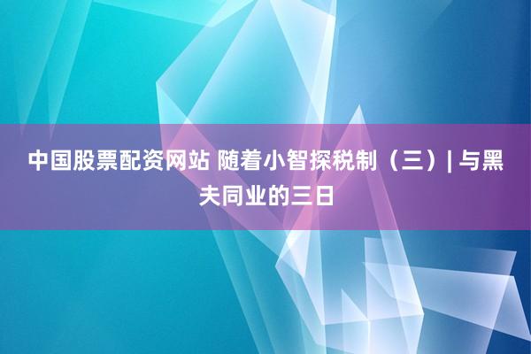 中国股票配资网站 随着小智探税制（三）| 与黑夫同业的三日