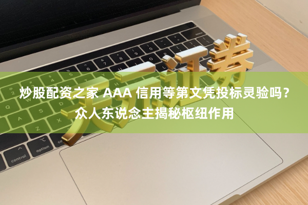 炒股配资之家 AAA 信用等第文凭投标灵验吗？众人东说念主揭秘枢纽作用