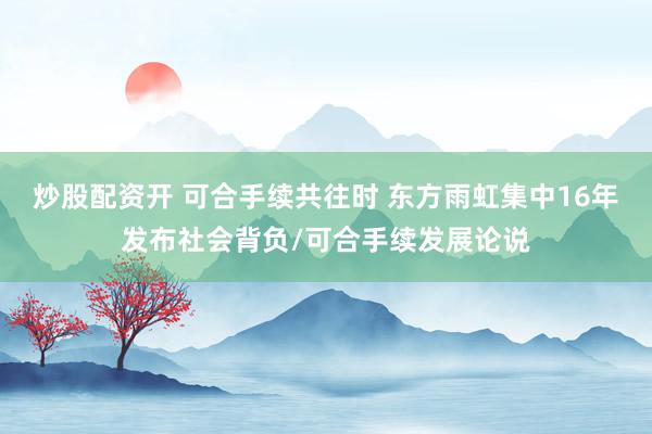 炒股配资开 可合手续共往时 东方雨虹集中16年发布社会背负/可合手续发展论说